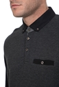 TED BAKER-Ανδρική πόλο μπλούζα WOOLPAK TED BAKER γκρι-μαύρη